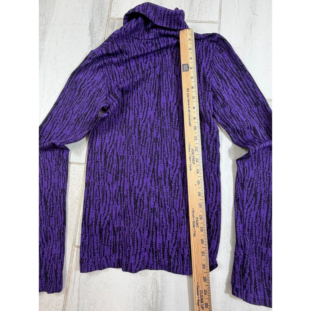 Athleta Flurry Elemental Turtleneck Purple Black Abstract Stripe XXS Top